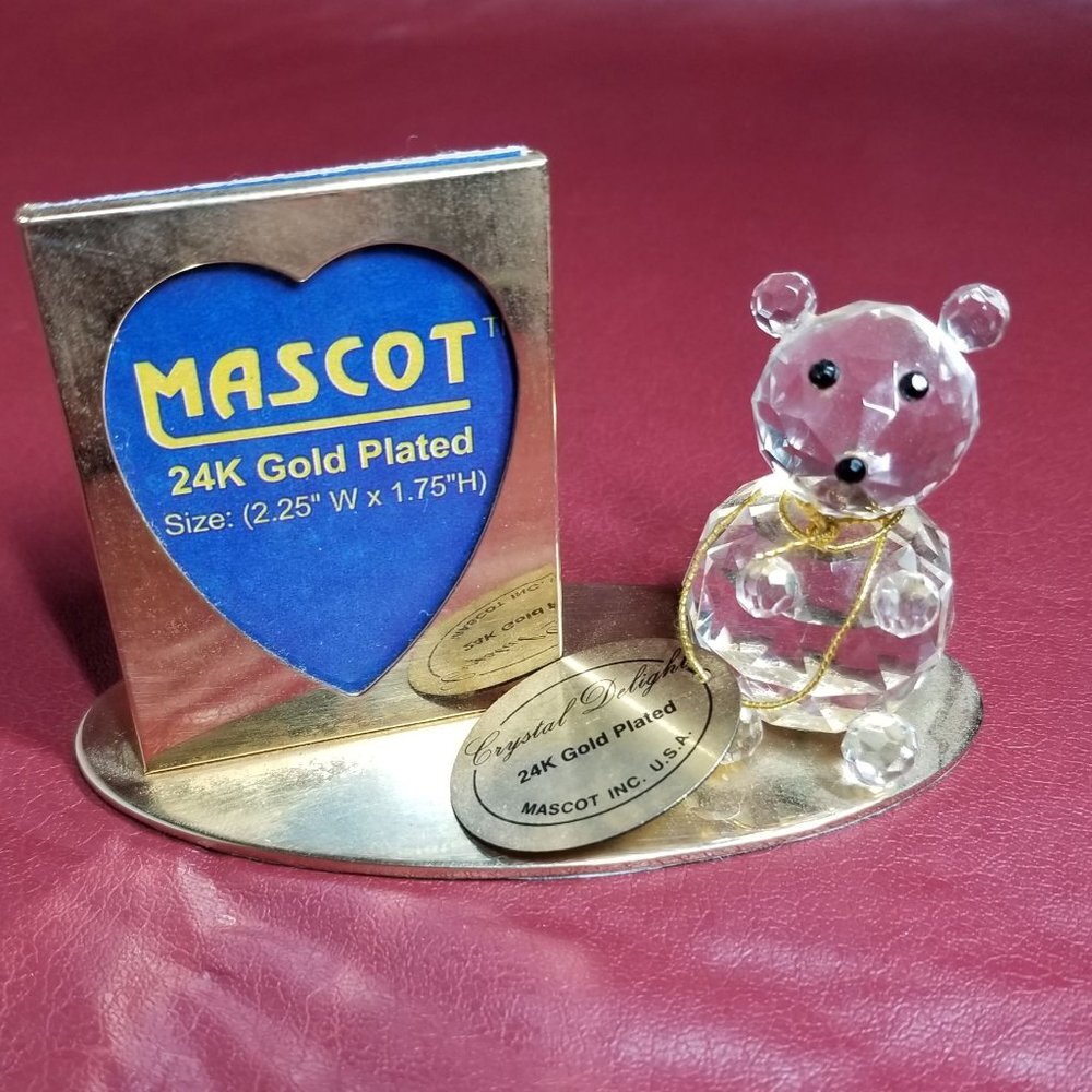 Vintage 90's Mascot Swarovski Crystal Bear & 24K G